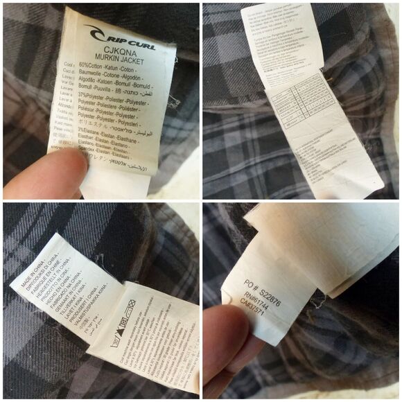 Rip Curl Jacket Mens S Gray Zip Insulated Inner Flannel Lining Surf Skate 90s - Picture 13 of 13